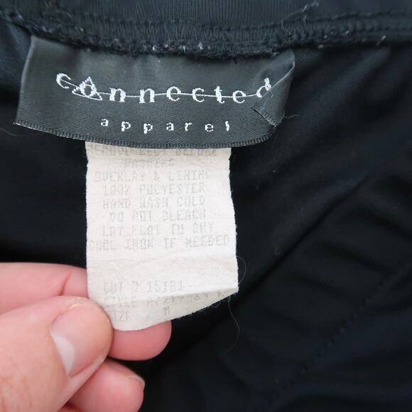 Vintage 90s Connected Apparel Black Wide Leg Palazzo Pants M - Picture 6 of 7